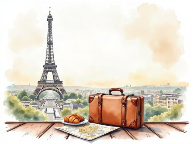 GeminiとNotebookLMで作る旅のしおりプロンプト記事のアイキャッチ。水彩風の旅行プランイメージ